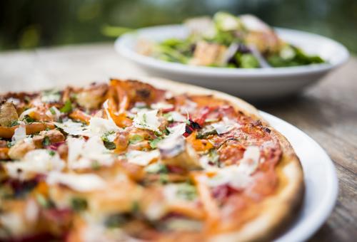 Pizza and salad
